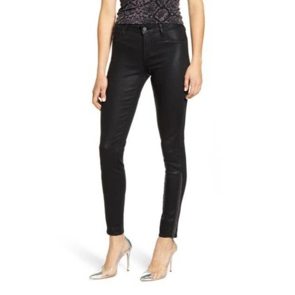 Articles Of Society Beaded Fringe Coated Black Ankle Skinny Jeans - 29 - Picture 4 of 9